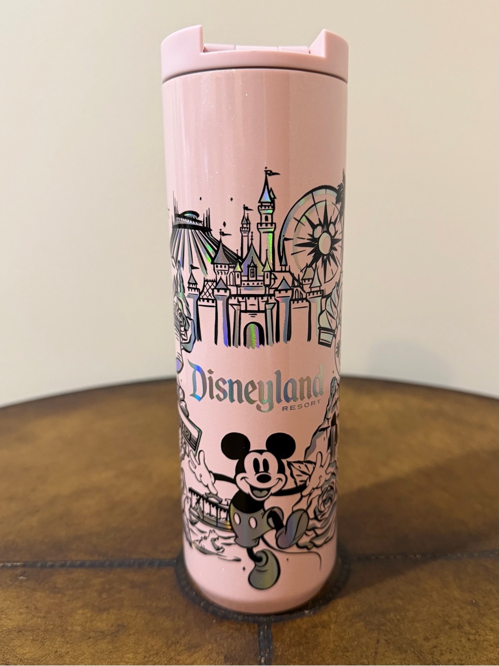 NEW STARBUCKS DISNEYLAND MICKEY MOUSE STAINLESS STEEL PINK SHIMMER TUMBLER 16oz